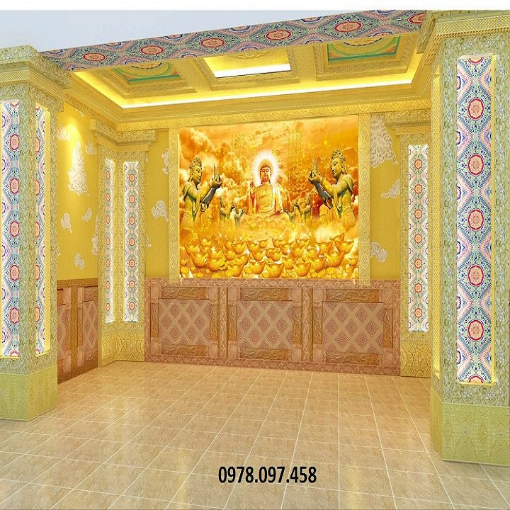 Tranh gạch ốp phòng thờ Đức Phật