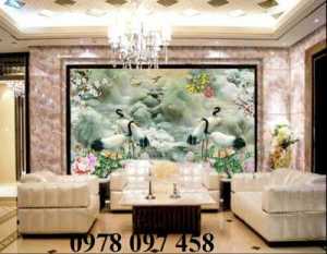 Bộ gạch tranh 3D phong thủy - Tùng hạc