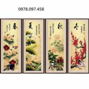Bộ tranh tứ quý - tranh gạch 3D