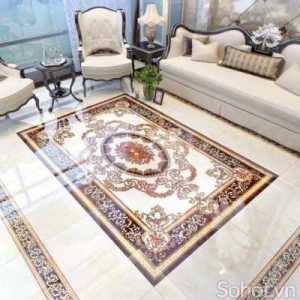 Thảm gạch 3D khổ lớn lát sàn phòng khách