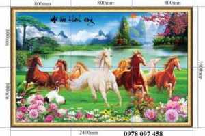 Bức  tranh gạch men 3D công nghệ in vi tính sang trọng - tranh ngựa