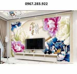 Gạch tranh 3D hoa mẫu đơn