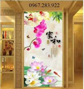 Gạch tranh 3D hoa khổ dọc