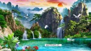 Gạch tranh phòng khách