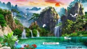 Gạch tranh phòng khách